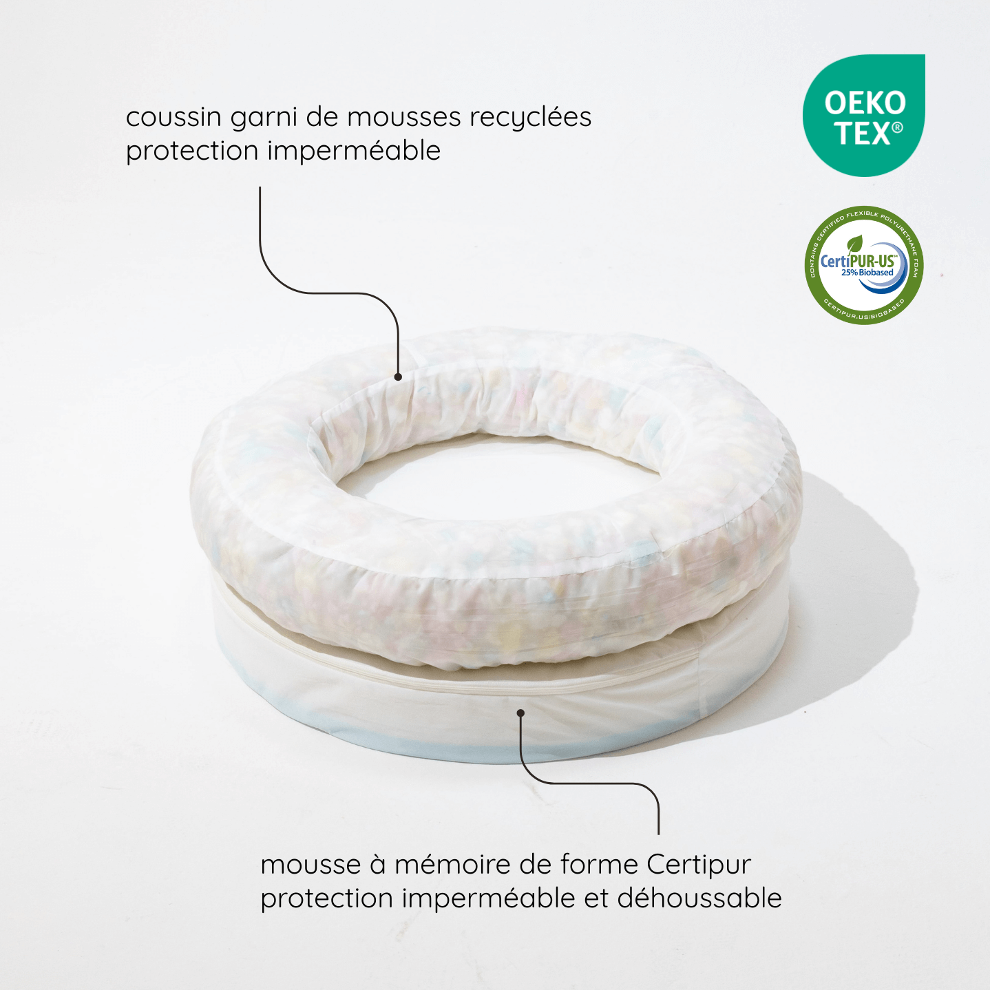 Panier pour chien rond orthopédique beige