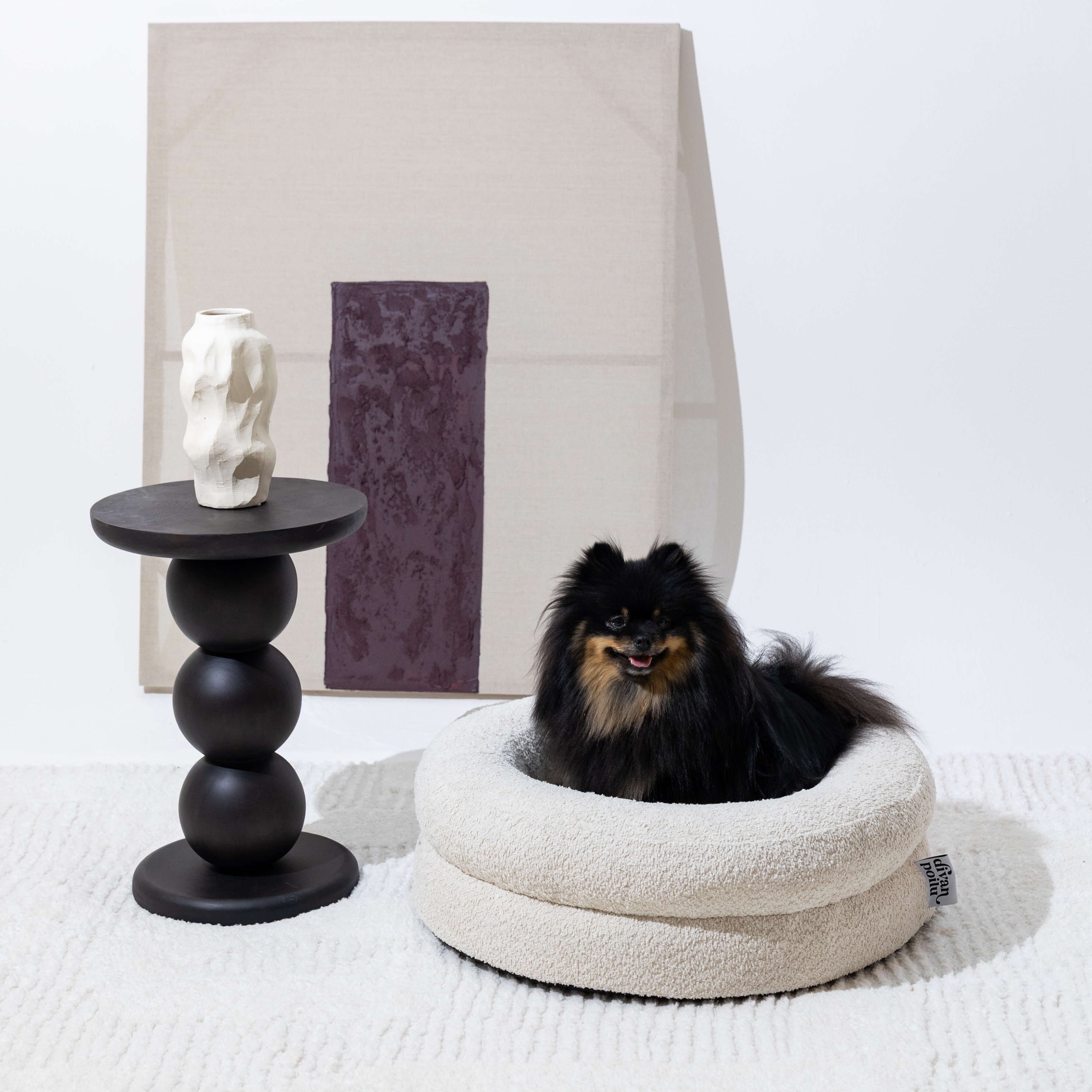 Panier pour chien rond orthopédique beige