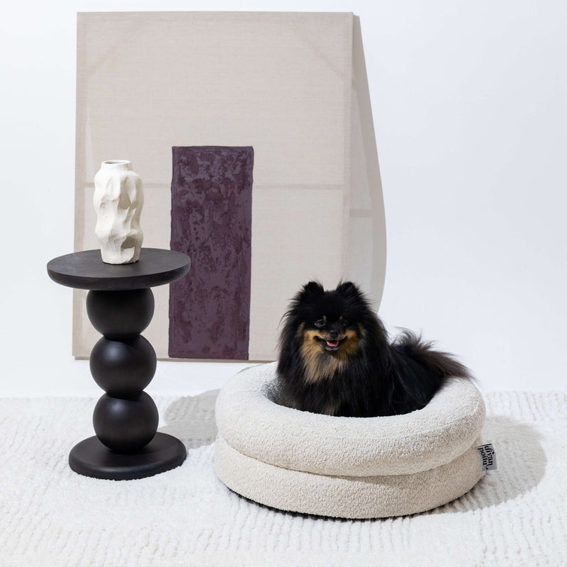 Panier pour chien rond orthopédique beige