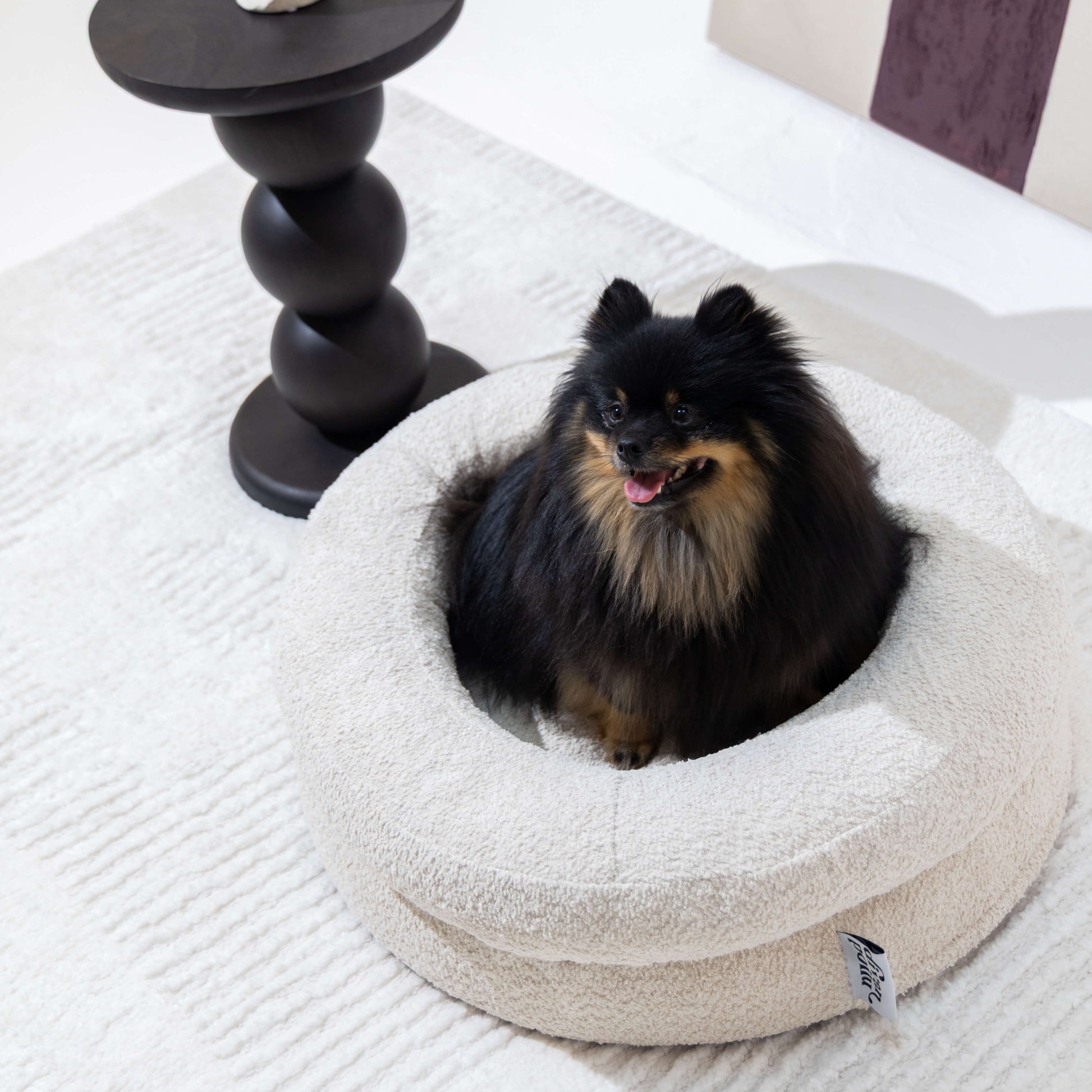 Panier pour chien rond orthopédique beige